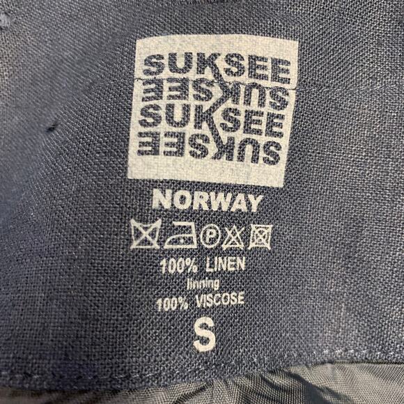 SUKSEE Size S Navy Linen Flared Sleeves Zip Up Jacket - Picture 4 of 4